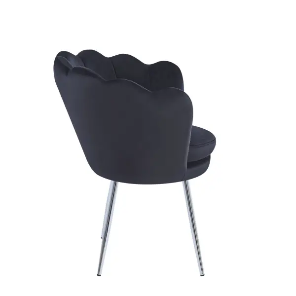Fotel wypoczynkowy muszla mała velvet czarny nogi srebrne FR1-ZA